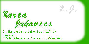 marta jakovics business card